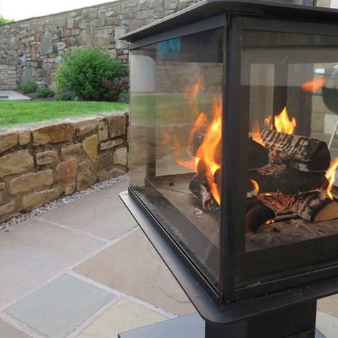 Legend Garden Cube Outdoor Wood Burning Stove - Hotprice.co.uk Outdoor Log Burner, Outdoor Wood Burning Stove, Outdoor Wood Burner, Brick Feature Wall, Cosy Evening, Garden Picture, Garden Fence Panels, Outside Room, Outdoor Stove