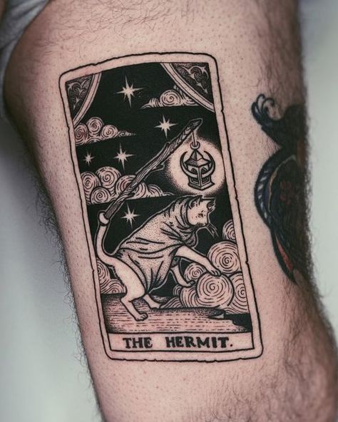 The Hermit Tattoo, The Hermit Tarot Tattoo, Hermit Tattoo, Tarot The Hermit, The Hermit Tarot, Tarot Card Tattoo, Tarot Tattoo, The Hermit, Card Tattoo