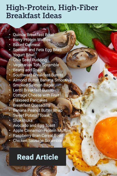 How can you meet your daily protein and fiber goals? Start at breakfast! Incorporating both high-protein and high-fiber foods into your morning meal can offer a medley of benefits, from feelings of satiety to healthy body composition. High Fiber Lunch Meal Prep, Protein Fiber Breakfast, High Fiber And Protein Breakfast, High Fibre High Protein Meals, Protein Fat Fiber Meals, High Protein High Fiber Breakfast, High Fiber High Protein Meals, Fiber Rich Breakfast, High Fiber Foods Recipes