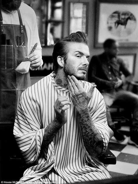 Hunky: David Beckham looks as handsome as ever as he poses in snaps for his new skincare c... #davidbeckham #beckhams David Beckham House, Trendy Mens Haircuts, Barbershop Design, Perfect Smile, Celebrities Humor, Male Grooming, Trendy Haircuts, David Beckham, Long Hair Cuts