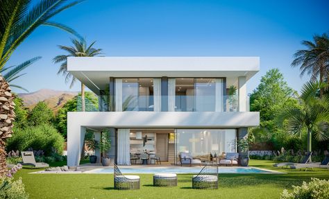 LUXURY VILLA MODERN AND FRESH DESIGN IN DUQUESA AREA in Manilva, Spain for sale (10765731) Small Villa, Modern Villa Design, Architecture Model Making, Farmhouse House, House Plans Farmhouse, Sanya, Villa Design, Luxury Property, Concept Architecture