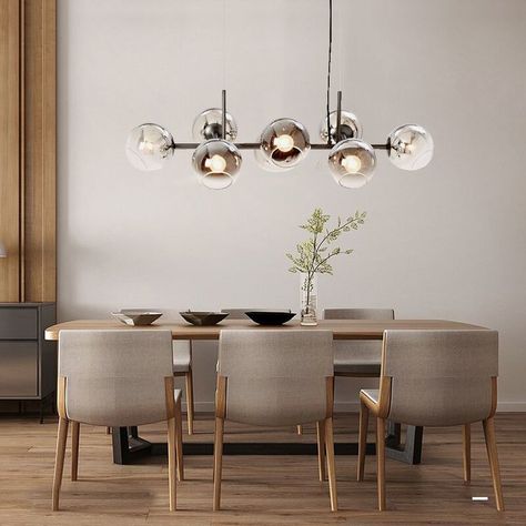 Corrigan Studio® Modern 8 Spherical Lights Pendant Light Creative | Wayfair Linear Light Fixture, California Chic, Glass Globe Chandelier, Chandelier Glass, Bubble Chandelier, Lamp Glass, Glass Lampshade, Chandelier Lighting Fixtures, Pendant Ceiling Lamp