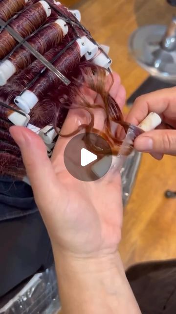 Hairbrained on Instagram: "A lil drop will do ya💡 Awesome save from @angie_hunt_ ・・・ Shades EQ to the Rescue⚠️⚠️⚠️⚠️ Watch perm solution STRIP out her red colored hair in minutes. It’s recommend to wait at least 2 weeks to color hair after a perm. But, Redken’s got your back with only 1 cap of Shades EQ on level in the perm’s neutralizer to refresh any hot spots. No processing solution needed‼️⁉️Nice little add-on service to have your perm shine! Would you try it?? #crafthaircolor #hairbrained" Curl Perm Before And After, Piggy Back Perm Long Hair, How To Do A Perm At Home, Permed Hairstyles Before And After, 2024 Perm Hair, Perm Sizes Curls, Long Hair Perm Before And After, Blonde Permed Hair, Spot Perm