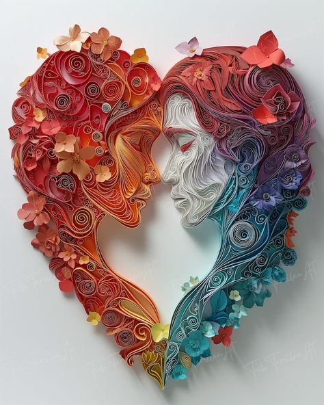 Love Unfolds: Quilling Art for a Heartfelt Valentine's Day Collection Generative AI Art - Etsy Canada Quilling Love Cards, Quilling For Men, Quilling Ideas Unique, Quilling Art Ideas, Quilling Art Unique, Quiling Paper Art, Quilling Images, Animal Masks For Kids, Diy Quilling Crafts