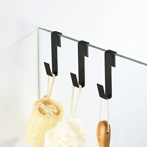 Towel Hook On Glass Shower Door, Shower With Towel Hooks Inside, Shower Hooks For Towels, Shower Towel Hooks, Glass Shower Wall, Glass Shower Doors Frameless, Glass Shower Door, Door Hook, Shower Hooks