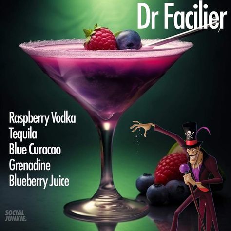 Disney Alcoholic Drinks, Fun Halloween Drinks, Disney Cocktails, Bartender Drinks Recipes, Dr Facilier, Halloween Drinks Alcohol, Disney Drinks, Fun Drinks Alcohol, Bartender Drinks