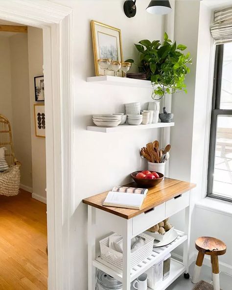 12 Kitchen Storage Cart Ideas That Will Change the Way You Cook Forever | Hunker Storage Cart Ideas, Kitchen Cart Decor, Small Kitchen Cart, White Kitchen Cart, Adding Storage, Kitchen Carts, Small Floor Plans, Cart Ideas, Kitchen Storage Cart