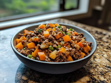 Ground Beef and Pumpkin Dog Food recipe: a nutritious, homemade meal for your dog. Easy to make and perfect for their health! Dog Food Recipes Crockpot, Pumpkin Puree Recipes, Dog Food Recipe, Sweet Potatoes For Dogs, Dog Treats Homemade Recipes, Beef And Rice, Best Homemade Dog Food, Puppy Food, Homemade Snacks