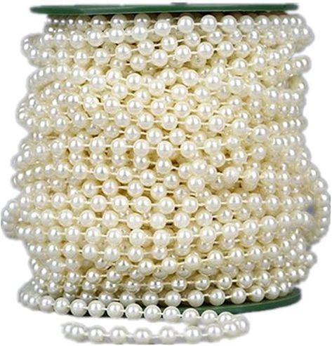 Ltvystore 82Feet/25Meter Length Roll Beige Pearl String Party Garland Wedding Centerpieces Bridal Bouquet Crafts Christmas Tree Decoration Chain Decorations, Bead Garland Christmas Tree, Christmas Bead Garland, Pearl Garland, Christmas Tree Beads, Romantic Christmas, Party Garland, Christmas Tree Garland, Hanging Garland