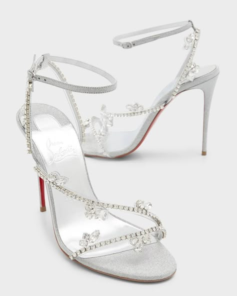 White Louboutin, Frida Aasen, Event Shoes, Diamond Heels, Luxury Heels, Shoes Heels Classy, Crystal Sandals, Classy Shoes, Heels Classy