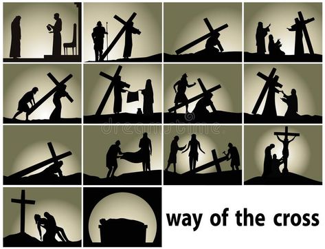 Abstract religious background with Way of the Cross stations royalty free illustration Way Of The Cross Stations, Cross Silhouette, Way Of The Cross, Cross Vector, Church Stage Design, Church Stage, Faith Formation, Stations Of The Cross, Cross Art