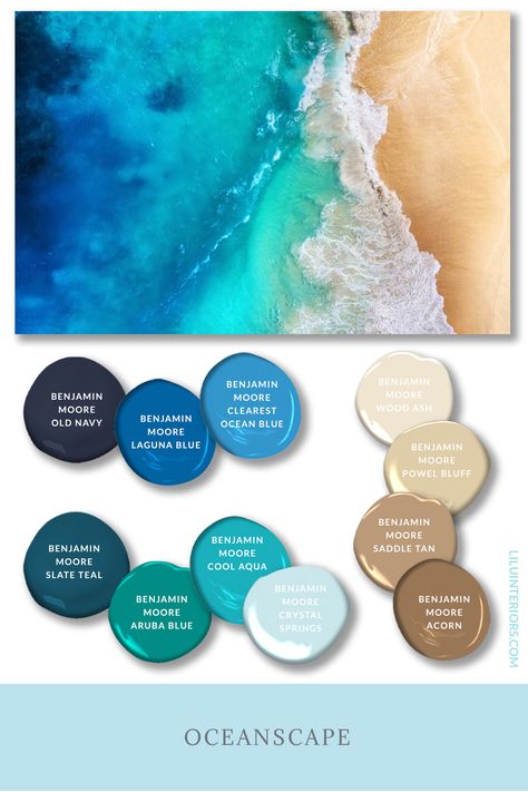 Ocean Color Palette, Beach Color Palettes, Coastal Paint Colors, Beach House Colors, Coastal Color Palette, Beachy Colors, The Human Mind, House Color Palettes, Paint Color Schemes