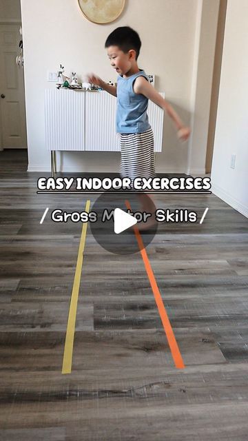 1.1M views · 41K likes | Claire | Kids’ Play & Learn on Instagram: "3 JUMPING EXERCISES- Gross Motor Skills
If you would like your child to sleep better at night, try these three easy home exercises with a simple set-up of two lines. 

💡Good for kids 3 years and up ❤️

You will only need:
⭐️Masking tape

Perfect for:
🍎Body coordination
🍎Muscle controls 
🍎Burn energy

If this is fun for you and your little one(s), feel free to save it for later or share with someone who might like it 💕🥰
.
.
.
.
#toddlerfun  #earlychildhoodeducation
#toddleractivities #diyplay#grossmotorskills#sahmproblems  #bodycoordination #bodybalance #keepkidsbusy #keepkidsactive #preschooleractivity #preschoolactivities" Coordination Exercises, Brain Gym For Kids, Coordination Activities, Preschool Fine Motor Activities, Gross Motor Activity, Home Exercises, Physical Education Activities, Indoor Games For Kids, Preschool Fine Motor