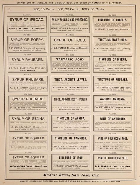 Specimens of druggists' labels...letter-press printing, etc : McNeil Bros. [from old catalog] : Free Download, Borrow, and Streaming : Internet Archive Old Labels, Press Printing, Card Catalog, Trade Cards, Page Number, Vintage Labels, Library Of Congress, Terms Of Service, Internet Archive