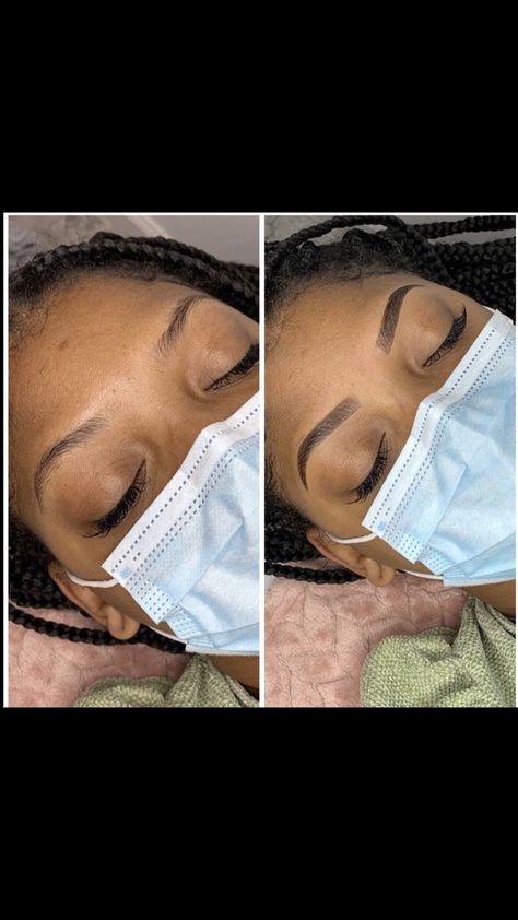 Eyebrow Thread And Tint, Micro Blading Black Women, Black Woman Eyebrows, Eyebrow Arch Shape Black Women, Brow Tint Black Women, Laminated Eyebrows Black Women, Eyebrow Tinting Black Women, Tinted Eyebrows Black Women, Eyebrow Tech