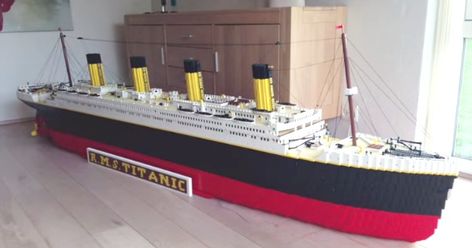 Boy makes replica Titanic with 30,000 Lego bricks #Fun, #Lego, #Video Big Lego Sets, Titanic Model, Lego Titanic, Lego Boat, Big Lego, Titanic Ship, Lego Videos, Lego Ship, Rms Titanic