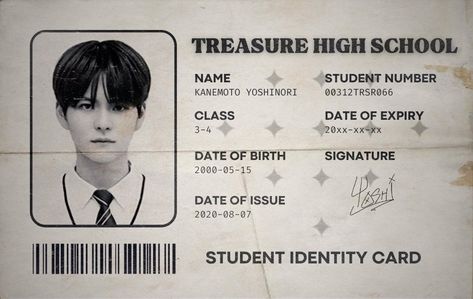 Student Identity Card, Notes Plan, Treasure Haruto, Haruto Treasure, Student Numbers, School Id, Id Card Template, Web Drama, Id Photo