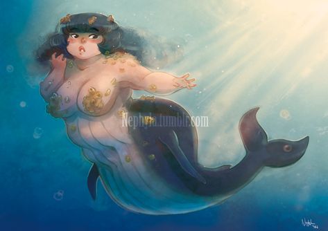 Flot by Nephyla on DeviantArt Artist Shed, Fat Mermaid, Chubby Mermaid, Realistic Mermaid, Underwater City, Humanoid Creatures, Cute Whales, Simple Minds, Cute Mermaid