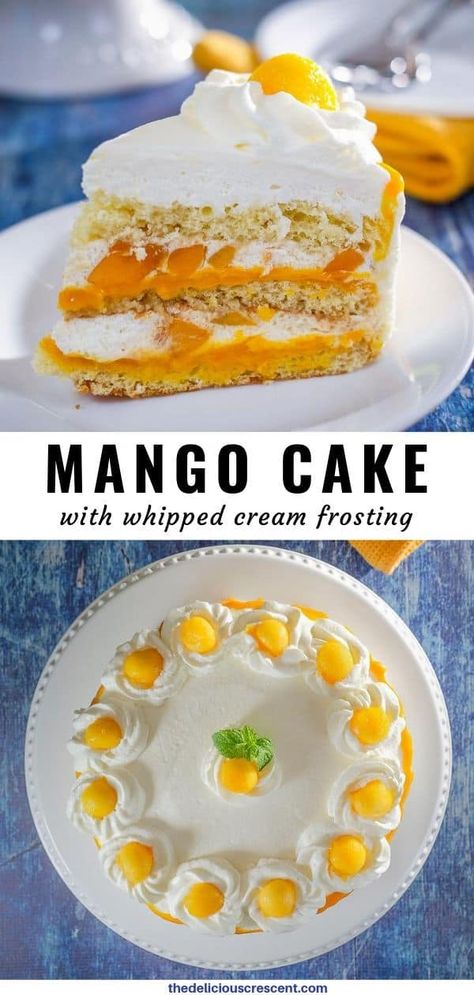 Mango Filling, Soft Sponge Cake, Moist Sponge Cake, Mango Desserts, Cake With Whipped Cream, Fresh Whipped Cream, Mango Cream, Mango Dessert, Mango Cake