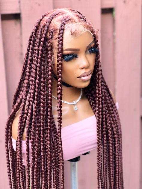 Jumbo knotless full lace braided wig Large Knotless Ombre Braids, 30 And 613 Knotless Braids, 613 Knotless Braids, Full Lace Braided Wig, Jumbo Knotless, Ombre Braid, Ginger Spice, Lace Braid, Braided Wigs