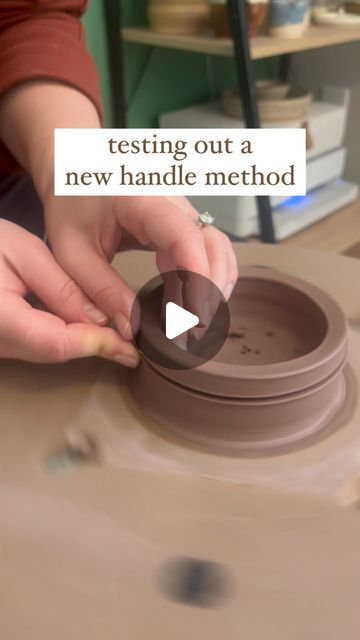 Golden Ceramics on Instagram: "Testing out a new handle method! Little by little,  learning new things every day 🫶✨  #ceramics #pottery #ceramicsofinstagram #handmademug #wheelthrown #beginnerpottery" Making Handles For Pottery, Gr Pottery Forms, Pottery Mug Handles, Pottery On Wheel, Mug Handles Pottery, Pottery Basics, Clay Throwing, Mug Handles, Pottery Handles