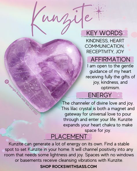 Pink Kunzite Crystal Meaning, Lavender Quartz Meaning, Kunzite Crystal Meaning, Types Of Love, Crystal Healing Chart, Kunzite Crystal, Crystal Vibes, Crystal Guide, Universal Love