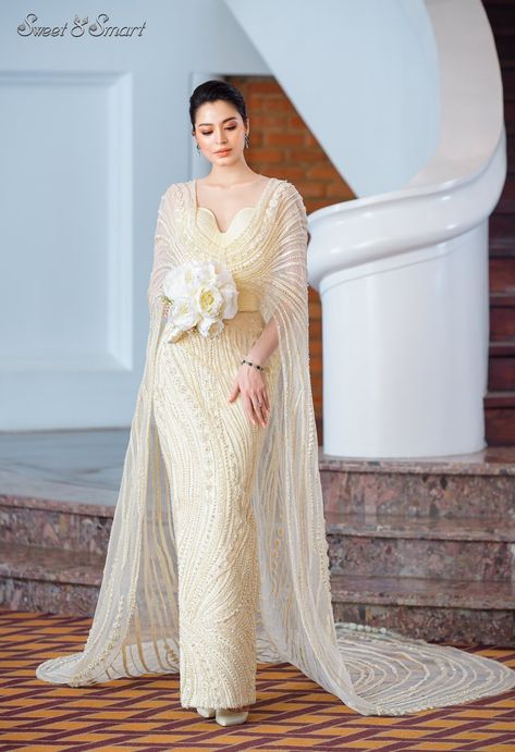 2021 Bridal Dress Collections (Sweet&Smart Fashion Collection)#myanmartraditionalweddingdress#asiandesigner#myanmardesigner#handmade#whitedress#sweet&smartfashioncollection Myanmar Bridal Dress, Myanmar Traditional Wedding Dress, Ootd Kebaya, After Wedding Dress, Burmese Dress, Smart Fashion, Traditional Wedding Dress, Thai Wedding Dress, Engagement Party Dresses