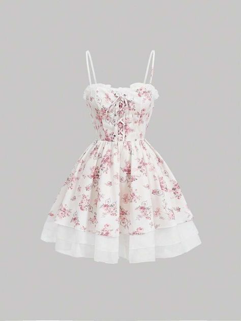 Cute Boho Outfits, Cute Sundresses, Everyday Dresses Casual, Coquette Clothing, Sundresses Women, Dresses Shein, Cute Dress Outfits, Fashion Drawing Dresses, Floral Patchwork