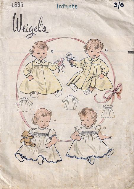 Vintage Baby Clothes Patterns, Vintage Baby Sewing Patterns, Vintage Children's Dress Patterns, Vintage Sewing Patterns For Children, Vintage Sewing Patterns Children, Layette Pattern, 1960s Baby Clothes, 1950s Sewing Patterns, Baby Doll Clothes Patterns