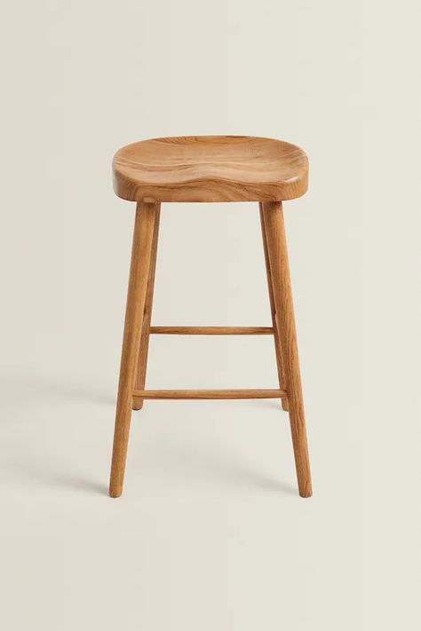 Zara Home Bar Stool, Bar Stools Kitchen Island, Kursi Bar, Wooden Bar Stools, Stools For Kitchen Island, Wood Bar Stools, Wood Counter, Wood Stool, Christmas Dining