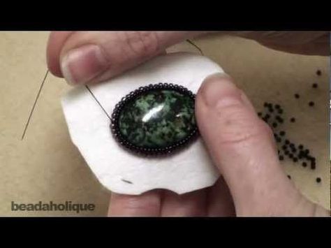 Cabochon Tutorial, Bracelet Embroidery, Necklace Embroidery, Beading Embroidery, Bead Embroidery Tutorial, Beading Needles, Bead Embroidery Jewelry, Bead Stitching, Embroidery Jewelry