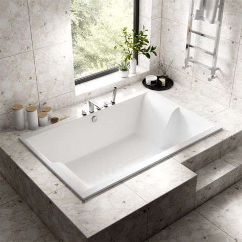 Built In Bath Tub Ideas, Built In Tub Ideas, Bath And Shower Separate, Inset Bathtub, Spa Like Bathroom Ideas, Poolside Kitchen, Japanese Baths, Two Person Bathtub, Poolside Bathroom