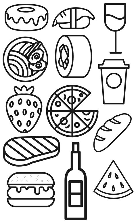 Things To Draw On Your Hand, Printable Diy Crafts, Things To Color, Paper Doll Printable Templates, Food Coloring Pages, Paper Duck, Detailed Coloring Pages, Easy Coloring, Easy Coloring Pages