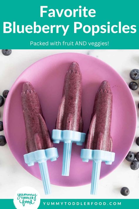 Blueberry popsicles on purple plate with blueberries on side. Blueberry Popsicles, Frozen Yogurt Pops, Healthy Popsicle Recipes, Healthy Popsicles, Yogurt Pops, Hidden Vegetables, Blueberry Ice Cream, Healthy Blueberry, Homemade Popsicles