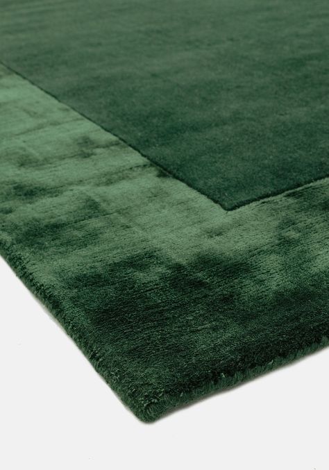 Ascot Rug by Asiatic Carpets in Green Colour | Rugs UK Dark Green Carpet, Zapotec Rugs, Braided Wool Rug, Velvet Carpet, Rugs Uk, Big Rugs, Green Collection, Green Carpet, Sofa Colors