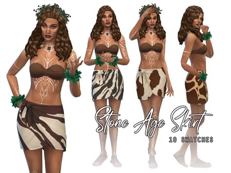 Sims 4 Prehistoric Cc, Sims 4 Prehistoric, Stone Age Activities, Pocahontas Dress, Cc Clothing, Maxis Match Cc, Wild Outfits, Island Dress, Sims 4 Cc Folder