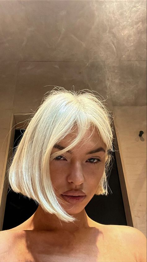 Short Bob Hair Color Ideas, Icy Blonde Short Hair, Bleach Bob, Bleached Bob, Platinum Blonde Short Hair, Baddie Hairstyles For Short Hair, Bleach Hair Ideas, Bleach Blonde Bob, White Blonde Bob