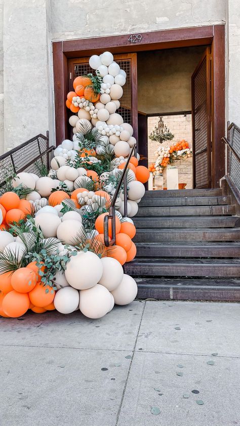 Balloon Design, Stair Railing, Pop Of Color, Climbing, To Work, Floral Wreath, Color Pop, Balloons, Stairs