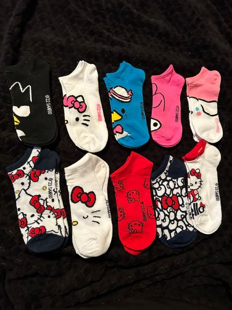 Sanrio Socks, Hello Kitty Socks, Hello Kitty House, Kitty Clothes, Hello Kitty Jewelry, Hello Kitty Clothes, Hello Kitty Accessories, Cute Slippers, Cute Lazy Outfits