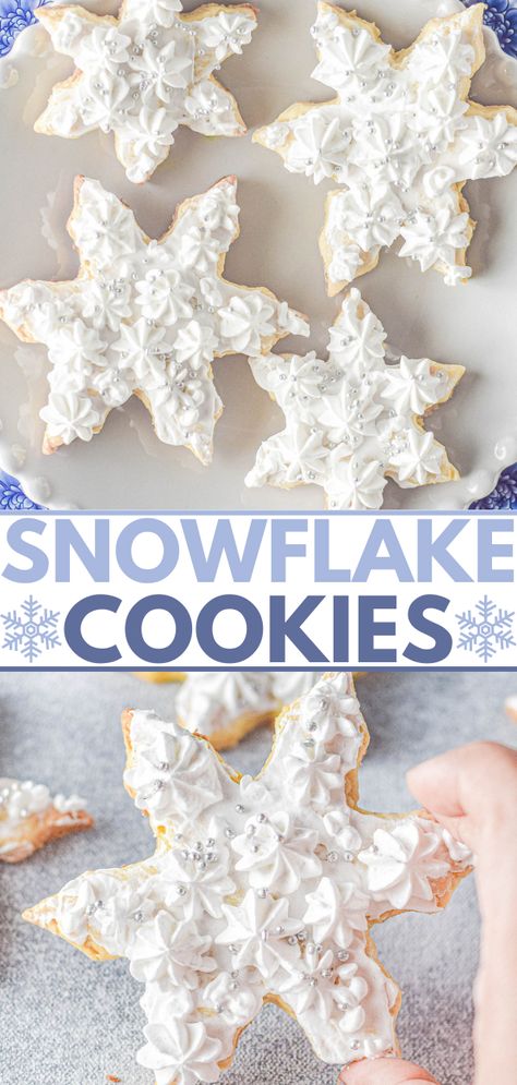 Frosted Snowflake Sugar Cookies - Classic sugar cookies that are heavenly sweet, soft, and all dressed up with piped vanilla frosting and sprinkles! They're always the biggest hit at Christmas parties and cookie exchanges! Easy enough for novice bakers thanks to my straightforward directions which set you up for PERFECT Christmas cookies!