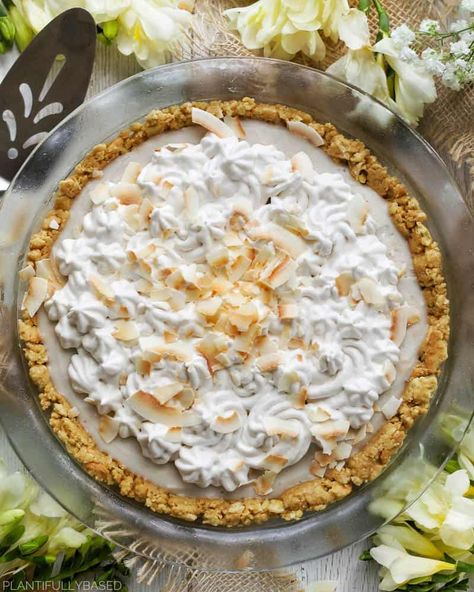 Vegan Desserts to Try This Spring - Sweet Simple Vegan Vegan Coconut Cream Pie, Vegan Coconut Cream, Gluten Free Crust, Vegan Coconut, Coconut Cream Pie, Low Carb Vegan, Vegan Dessert Recipes, Seasonal Recipes, Vegan Cake