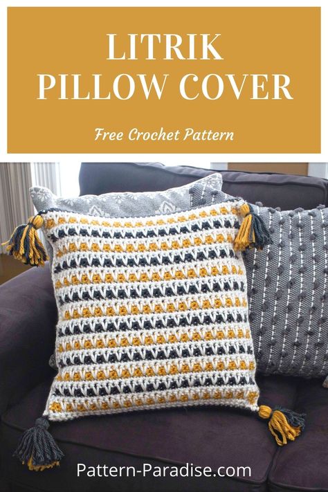 Free Crochet Pattern: Litrik Pillow Cover | Pattern Paradise Crochet Cushion Covers, Crocheted Pillow, Modern Haken, Crochet Pillow Patterns Free, Crochet Pillow Cases, Crochet Cushion Pattern, Beau Crochet, Cushion Cover Pattern, Pillow Covers Pattern