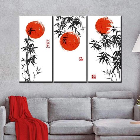 Japanese Bamboo Multi Panel Canvas Wall Art | ElephantStock Japan Decoration, Japanese Room Decor, Japanese Decoration, Bamboo Wall Art, Japanese Style Bedroom, Japan Decor, Japanese Wall Decor, Japanese Bedroom, Japanese Room