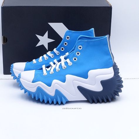 Converse Run Star Motion Cx High Platform Shoes A03078c Dial Up Blue/Navy/White - New In Box, Box Is Lightly Damaged. Us Size 5 Men's == Us Size 6.5 Women's Us Size 6 Men's == Us Size 7.5 Women's Us Size 7 Men's == Us Size 8.5 Women's We Only Sell 100% Genuine Products, Sourced From Major Retailers. Pink High Top Converse, Sequin Converse, Converse Run Star Motion, Navy Converse, Converse All Star White, Converse Vintage, High Platform Shoes, Converse Platform, Look Legging