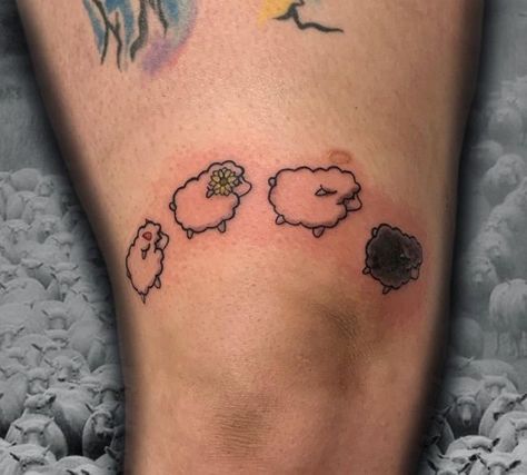 Sheep Tattoos, Tattoo Hidden, General Tattoo, Wings Tattoo Meaning, Black Sheep Tattoo, Lamb Tattoo, Sheep Tattoo, Meaningful Wrist Tattoos, Cow Tattoo