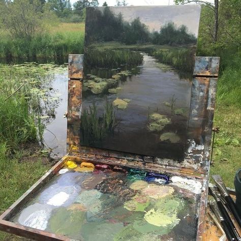 Plein Air Easel, Cottage Core Art, Artist Aesthetic, Plein Air Paintings, Funky Art, Art Sketchbook, Interesting Art, Painting Inspiration, Aesthetic Art