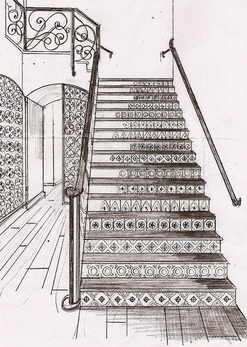 Markers Drawing Architecture, Staircase Drawing, How To Draw Stairs, Staircase Art, Side View Drawing, Beginner Sketches, Architecture Drawing Sketchbooks, Perspective Drawing Architecture, Perspective Drawing Lessons