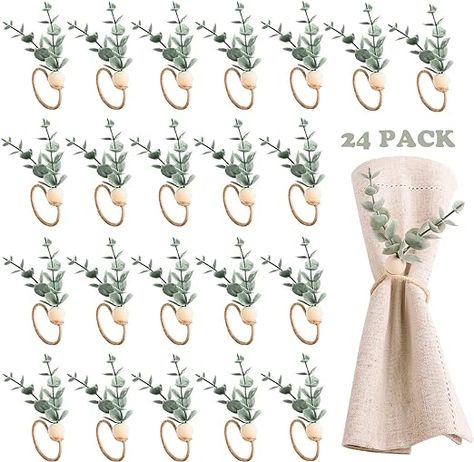 Amazon.com: Floral Napkin Rings Set of 24 Rustic Eucalyptus Napkin Ring Holders Spring Easter Ring Holder Farmhouse Serviette Buckles Adornment Table Settings Kitchen Dinner Christmas Party Wedding Summer Banquet : Home & Kitchen Farmhouse Napkin Rings, Christmas Wedding Table, Wedding Dinner Plates, Easter Napkins Rings, Floral Napkin Rings, Farmhouse Napkins, Wedding Party Table Decorations, Easter Napkins, Floral Napkins