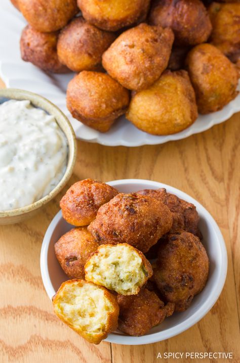 Perfect Jalapeno Hushpuppies Recipe........ Add bacon and find keto flours. Easy Hushpuppies Recipe, Copycat Hushpuppy Recipes, Best Hushpuppy Recipes, Jalapeno Hushpuppies Recipe, Hush Puppies Logo, Hush Puppies Recipe, Mexican Appetizers, Food Trucks, Beer Batter