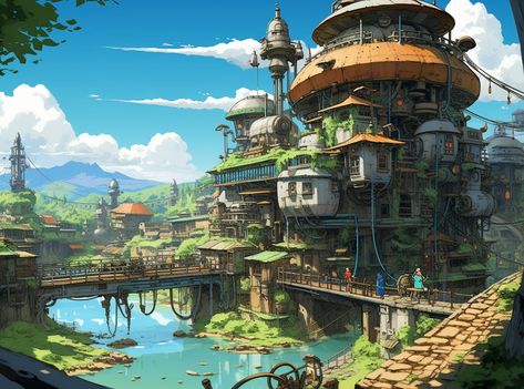 ☀ Solarpunk futurism seems optimistic and whimsical. But not really. Solarpunk Aesthetic, Solar City, Sci Fi Architecture, Sci Fi Landscape, Minecraft Farm, Passive Design, Water Resources, Modern Fantasy, Up Book